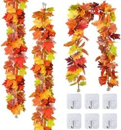 3 Pack Fall Decor For Home Fall Leaves Garland Thanksgiving Decorations Indoor Outdoor 5.8Ft/Piece Artificial Maple Leaf Garland For Autumn Harvest Halloween Party Thanksgiving Door Decor (Red) -National Tree Company Sale Shop 51goyG6KRGL. AC