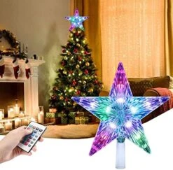 Three-tree Christmas Star Tree Topper Lights 9.5 Inch With Versatile Remote Controller Treetop Christmas Decoration Light Bethlehem Star (LED Color-Changing 3AA Battery Powered) -National Tree Company Sale Shop 51gvmAQzceL. AC