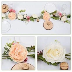 Lvydec Artificial Peony Flower Garland - 6ft Silk Peony Garland With Champagne And White Flowers For Wedding Party Table Decoration -National Tree Company Sale Shop 51htOOjnIWL