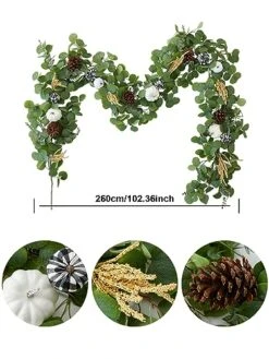 Party Joy 8.8FT Artificial Eucalyptus Garland With White Pumpkins For Fall Decor, Plaid Pumpkins Pinecones Berries Fall Decorations For Home, Wedding Thanksgiving Table Runner Farmhouse Decor -National Tree Company Sale Shop 51i0PZtWqhL