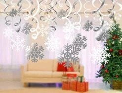 Snowflake Swirls Decoration(30pcs), Konsait Merry Christmas Snowflake Hanging Swirls Garland Foil Ceiling Ornaments For Xmas Winter Wonderland Holiday Party Decor Supplies,Already Assembled -National Tree Company Sale Shop 51iWVrdhrRL