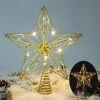 Illuminated Christmas Tree Topper Star Ornaments Battery Operated With Exquisite Gold Beads Warm Lights Treetop For Xmas Decorations Holiday Seasonal Decor -National Tree Company Sale Shop 51ipGdxTlqL