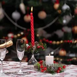 OYATON Mini Christmas Wreaths Rings Decoration, 6 Inch Candle Rings Set With Artificial Berry And Snowy Pinecone For Pillar Candle, Home Dining Table Decoration Centerpiece, Pack Of 3 -National Tree Company Sale Shop 51is2k1egPL