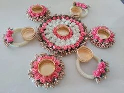 GENERIC India Gift HUB Handmade Tea Ligth Rangoli Set | Multi Design Festive Diyas| Tea Light Holders Housewarming Favors Outliner Decoration | Floral Mats Tea Party Floor Diwali Christmas Decor -National Tree Company Sale Shop 51ispY5gsKL