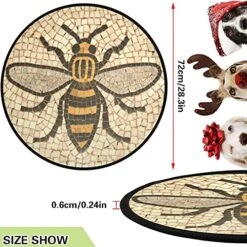 Visesunny Manchester Bee Mosaic Christmas Tree Mat Waterproof Tree Stand Mat Christmas Tree Floor Protector Absorbent Tree Stand Tray Mat For Floor Protection Christmas Holiday Home Supply -National Tree Company Sale Shop 51j2mutIQzL
