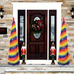 Rainbow Tinsel Pride Tree, 5FT Collapsible Pop Up Artificial Christmas Tree W/Premium Metal Stand Large Sequin Pencil Tree For Fireplace Party Home Office Xmas Decorations -National Tree Company Sale Shop 51jFw3BksSL