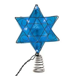 Kurt Adler UL 10-Light LED Silver And Blue Hanukkah Star Shimmer Treetop -National Tree Company Sale Shop 51jUZGQp3iL