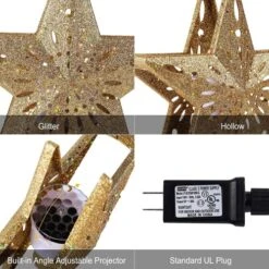 Christmas Star Tree Topper With Built-in Led Snowflake Projector Lights 10 Inch Hollowed Pentagram Tree Topper,Plug In Christmas Tree Ornament For Indoor Office Xmas New Year Holiday Tree Decoration -National Tree Company Sale Shop 51jjctz361L
