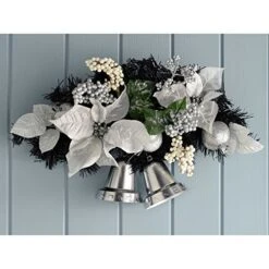WeRChristmas Black & Silver Twin Bell Wall Christmas Decoration-Size 30cm