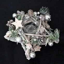 SHATCHI Star Shape Wooden Candle Holder Tabletop Centrepiece Christmas Holiday Home Decorated With Red/Silver Baubles, Berries And Cones (34cm/24cm), Wood, 242411 Cm 13 SHATCHI Star Shape Wooden Candle Holder Tabletop Centrepiece Christmas Holiday Home Decorated With Red/Silver Baubles, Berries And Cones (34cm/24cm), Wood, 242411 Cm -National Tree Company Sale Shop 51kDBiuGMWL