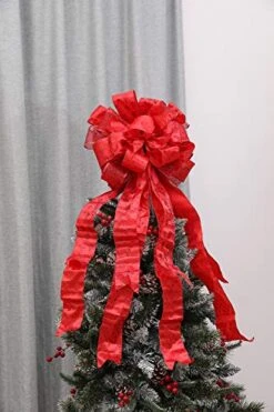 Flash World Christmas Tree Topper,27x12 Inches Large Toppers Bow With Streamer Wired Edge For Christmas Decoration (Gold) -National Tree Company Sale Shop 51kVdj5O4TL