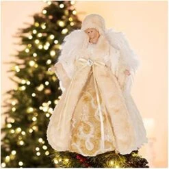 Glitzhome Handmade Plaid Angel Figurine Christmas Treetop Ornament Decoration 12" H - Red & Black -National Tree Company Sale Shop 51klIZKWk1L. AC