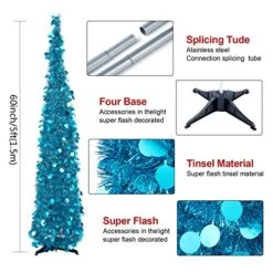 N&T NIETING Christmas Tree,5ft Collapsible Pop Up Christmas Tree Blue Tinsel Coastal Christmas Tree For Holiday Xmas Decorations,Home Display, Office Decor -National Tree Company Sale Shop 51ksOcP5M2L