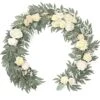 6.3FT Artificial Eucalyptus Garland With Flowers, Fake Floral Garland Faux Greenery Garland Dining Table Centerpiece For Wedding Rehearsal Dinner Bridal Shower Table Runner Decor (White) -National Tree Company Sale Shop 51kvVTn1PGL