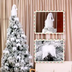 White And Silver Angel Treetop 23 Inch Tree Topper Gnome Angel And 24 Pcs 4.72 X 4.6 Inch Angel Feather Ornament Christmas Tree Ornament Mantel Table Decorations For Xmas Winter Holiday Memorial Decor 10 White And Silver Angel Treetop 23 Inch Tree Topper Gnome Angel And 24 Pcs 4.72 X 4.6 Inch Angel Feather Ornament Christmas Tree Ornament Mantel Table Decorations For Xmas Winter Holiday Memorial Decor -National Tree Company Sale Shop 51l2Laiao1L