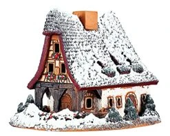 Midene Ceramic Christmas Village Miniature House Smithery In Rothenburg, Germany Winter Edition Tealight Candle Holder Home Decor