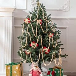 Yinder 4 Pcs 48 Feet Christmas Wooden Beaded Garland Decor 11.8 Ft Farmhouse Bead Wall Hanging Decor Rustic Wood Bead Garland Boho Christmas Tree Hanging Decorations For Holiday Mantel Home Ornaments -National Tree Company Sale Shop 51la3zZU5ML