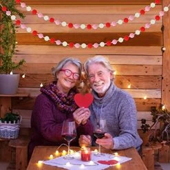 60 Balls Valentine's Day Felt Ball Garlands - Valentines Decorations - Valentines Red Pink White Pom Pom Garlands For Home Tree- Valentine's Day Indoor Outdoor Home Office Hanging Decor - 25mm -National Tree Company Sale Shop 51llp2XE7YL