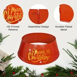 Putuo Decor Metal Christmas Tree Collar, 21 Inches Diameter Red Shiny Christmas Themed Tree Stand Cover, Xmas Holiday Decoration For Xmas Tree -National Tree Company Sale Shop 51m5gbKLtwL