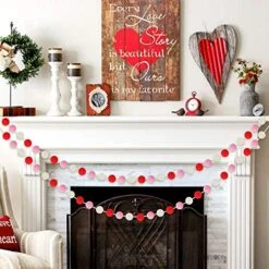 60 Balls Valentine's Day Felt Ball Garlands - Valentines Decorations - Valentines Red Pink White Pom Pom Garlands For Home Tree- Valentine's Day Indoor Outdoor Home Office Hanging Decor - 25mm -National Tree Company Sale Shop 51m6LppDmxL