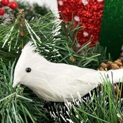 Ogrmar 12 Pack White Cardinals Ornaments Handmade Artificial Birds Clip On Christmas Tree For Christmas Tree Wreaths Garland Decorations (White) -National Tree Company Sale Shop 51m8rc6LmvL