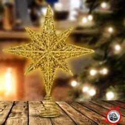 8 Inch Bethlehem Glitter Gold Star Christmas Tree Topper | Christmas Tree Toppers | Christmas Star Tree Topper | Rustic Tree Toppers Christmas Decorations | Christmas Tree Topper Star For 3-6 Ft Trees -National Tree Company Sale Shop 51mDyAPdKGL