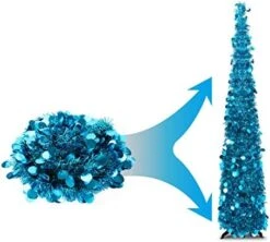 Joy-Leo 5ft Blue Pop Up Christmas Tree With Reflective Sequins, Small Pencil Artificial Christmas Tree, Collapsible Tinsel Xmas Tree, Designed For Small Spaces, Easy To Assemble, Save Space & Time -National Tree Company Sale Shop 51mLH7lScNL. AC