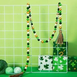 2 Pieces St. Patrick's Day Easter Day Wood Bead Garlands With Tassels 10.8 Ft Farmhouse Rustic Country Wood Bead Boho Bead Garlands For Tiered Tray Decor (Attractive Color) -National Tree Company Sale Shop 51mvl5KW4fL