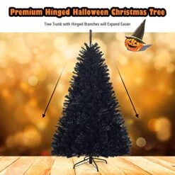 Goplus 7.5ft Unlit Black Christmas Tree, Artificial Halloween Tree With 1258 Branch Tips, Metal Stand, Xmas Full Tree For Indoor Holiday Carnival Party -National Tree Company Sale Shop 51n4nhmE22L