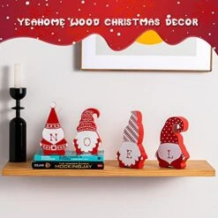 YEAHOME Gnome Christmas Decorations, Noel Wooden Blocks Christmas Table Decor, 4pcs Rustic Christmas Gnomes Ornaments Farmhouse Xmas Decor For Home, Tiered Tray, Shelf, Tabletop Fireplace -National Tree Company Sale Shop 51nBQDt8znL