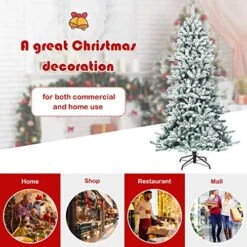 Goplus 7ft Snow Flocked Artificial Christmas Tree, Premium Hinged Fir Tree With Pine Cones, Perfect Xmas Decoration For Indoor And Outdoor -National Tree Company Sale Shop 51nPZF12h6L