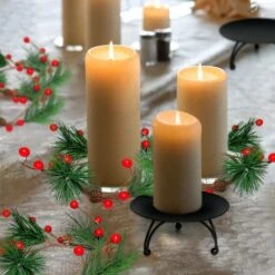 Olamtai Set Of 4 Christmas Candle Holder, Small Christmas Wreath 4pcs, Candle Holders With Christmas Candle Rings, Matte Black Christmas Candle Holders For Pillar Candles, Christmas Decorations Indoor -National Tree Company Sale Shop 51nX3kekcqL