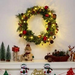 Xmas Garland Lights, Pine Cone Christmas Garland Lights With 10 Feet 40 LED Red Berry, Battery Operated Garland Indoor Outdoor Garden Gate Home Xmas Decoration Lights For Winter Holiday Decor -National Tree Company Sale Shop 51naMYwiATL