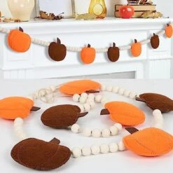 DAZONGE Halloween Decorations Indoor/Outdoor, Wood Halloween Felt Bats Bead Garland Banner For Halloween Decor, Farmhouse Halloween Decorations For Fireplace Mantle Walls -National Tree Company Sale Shop 51nmypnb L. AC