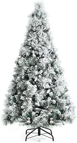 Goplus 7ft Snow Flocked Christmas Tree, Artificial Hinged Xmas Pine Tree W/ 1014 Glitter Branches, Pine Cone & Red Berries, Frosty Tree For Indoor Holiday Festival Decoration 17 Goplus 7ft Snow Flocked Christmas Tree, Artificial Hinged Xmas Pine Tree W/ 1014 Glitter Branches, Pine Cone & Red Berries, Frosty Tree For Indoor Holiday Festival Decoration -National Tree Company Sale Shop 51nqC4vsk1L. AC