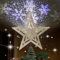 DR.DUDU Christmas Tree Topper, With Rotating Snowflake LED Projector, 3D Glitter Gold Christmas Tree Star, Christmas Decorations Treetop For Winter Home Holiday Decor 15 DR.DUDU Christmas Tree Topper, With Rotating Snowflake LED Projector, 3D Glitter Gold Christmas Tree Star, Christmas Decorations Treetop For Winter Home Holiday Decor -National Tree Company Sale Shop 51ntK0ykgsL. AC