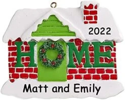 Personalized New Home Our First Home Christmas Holiday Door Wreath With Holly Bush Detail And Lanterns Christmas Ornament With Custom Names Address And Date (Optional) -National Tree Company Sale Shop 51nuqgUwW2L. AC