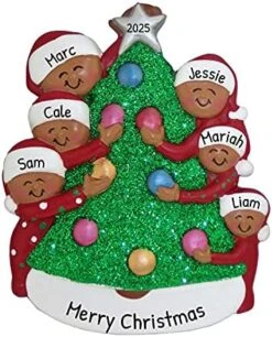 Personalized Family Ornament 2022 - Family Of 6 Christmas Ornament 2022 - Black Family Decorating Christmas Tree Ornament Family Of 6 Christmas Tree Decor 2022 - Free Customization -National Tree Company Sale Shop 51o2 QBlrFL. AC