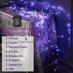 Hairui Halloween Garland With Lights 120 Orange And Purple Bi-Color Fairy Lights 8 Functions, Lighted Black Garland Battery Operated For Indoor Outdoor Home Halloween Decoration -National Tree Company Sale Shop 51o3WxwsCcL