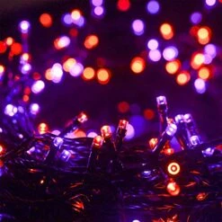 FUNPENY 300 LED Indoor String Lights, 100 FT Plug In Waterproof String Lights With 8 Modes For Halloween Thanksgiving Christmas Garden Decoration, Indoor And Outdoor Decorations (Purple-Orange) -National Tree Company Sale Shop 51o3fq9jIsL