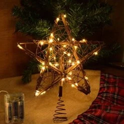 Kingleder Star Tree Toppers Christmas Decorations, Lighted Rustic Rattan Star With Battery Operated Copper Wire Lights For Christmas Tree Decorations(Warm White) -National Tree Company Sale Shop 51oFTp7YQOL. AC