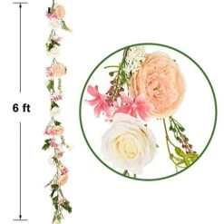 Lvydec Artificial Peony Flower Garland - 6ft Silk Peony Garland With Champagne And White Flowers For Wedding Party Table Decoration -National Tree Company Sale Shop 51oMVriAT8L