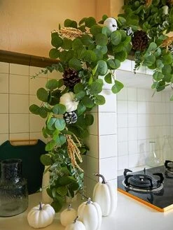 Party Joy 8.8FT Artificial Eucalyptus Garland With White Pumpkins For Fall Decor, Plaid Pumpkins Pinecones Berries Fall Decorations For Home, Wedding Thanksgiving Table Runner Farmhouse Decor -National Tree Company Sale Shop 51ofJ704uaL