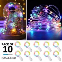10 Pack Pastel Fairy Lights Battery Operated String Lights With 30 LEDs 10Feet/3M Silver Wire Starry Light For Party Christmas Costume Wedding Easter Table Decor(Rainbow) -National Tree Company Sale Shop 51opXVLDhCL