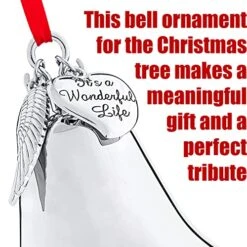 Klikel Christmas Bell Ornament - Shiny Silver Christmas Ornament - Ornament With Angel Wing And Heart Charms - It's A Wonderful Life Bell Ornament For Christmas Tree - Silver Bell With Gift Box -National Tree Company Sale Shop 51oqnIIpcEL