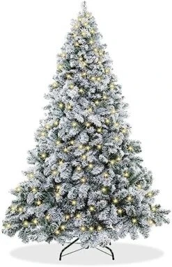 Casafield 9FT Realistic Snow-Flocked Pine Artificial Holiday Christmas Tree With Sturdy Metal Stand -National Tree Company Sale Shop 51p IKQaXcL. AC