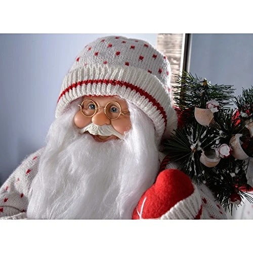 WeRChristmas Standing Santa With Knitted Outfit Christmas Decoration, 47 Cm - Red/White 5 WeRChristmas Standing Santa With Knitted Outfit Christmas Decoration, 47 Cm - Red/White - Image 3