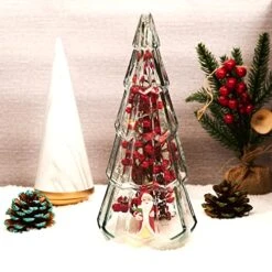 Dohance 11" LED Tower Glass Desktop Christmas Tree, Glass Xmas Tree Christmas Ornaments Set With Artificial Berries And Xmas Old Man Decor, 2 Style LED Modes, Home Table Decor Festive Gift -National Tree Company Sale Shop 51p8vU5UvRL