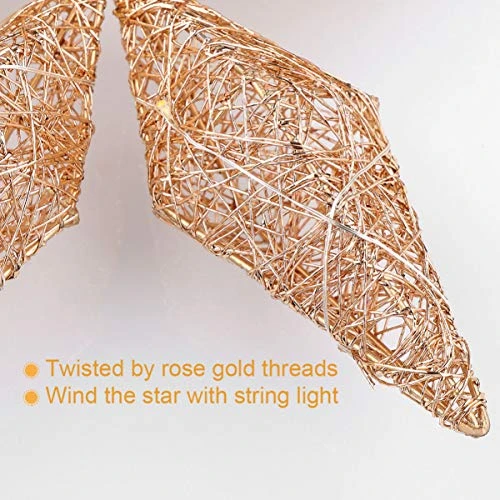 STOBOK Christmas Tree Topper Star,Rose Gold Glitter Iron Lights Xmas Tree-top Lamp Ornament Party Home Shopping Mall Tree Decor,11.6 X 10.2 Inch 6 STOBOK Christmas Tree Topper Star,Rose Gold Glitter Iron Lights Xmas Tree-top Lamp Ornament Party Home Shopping Mall Tree Decor,11.6 X 10.2 Inch - Image 4