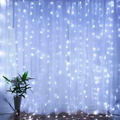 Window Curtain String Lights 20 Feet 600 Led Fairy Twinkle Lights With Remote, Timer, 8 Modes For Room Wedding Party Backdrop Outdoor Indoor Decoration, Warm White, Unconnectable, Curtain Not Included -National Tree Company Sale Shop 51pKhKY1zL. AC